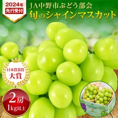 JA中野市から直送　シャインマスカット1kg以上　2024年9月下旬～11月上旬発送