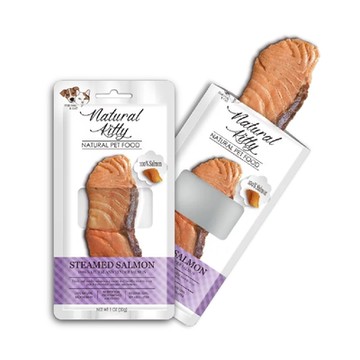 Natural Kitty自然小貓【24入=2盒】0.88OZ(25g) 100%鮮肉條-天然鮭魚 (01354) (買二件送寵喵樂-貓草玩具1個隨機)