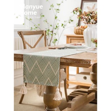 蔓越家   復古ins桌旗餐桌布長條布簡約高級感隔熱餐墊棉麻茶旗布