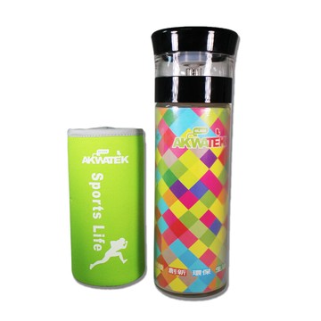 免運 akwatek 典雅泡茶杯2入組+旅遊收納袋 ak-g181-p8+j-1731