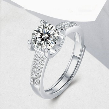 🧨新年快樂🧡快速出貨【OCTOBER 16Th】S925純銀輕奢牛頭克拉四爪莫桑鑽戒指＃CRY3005 開運 生日禮物 閨蜜禮物 情人節禮物 交換禮物 客製化禮物