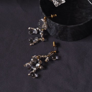 幻彩淚滴 捷克珠垂墜耳環 ㅤㅤㅤㅤㅤㅤㅤㅤㅤ透明銀