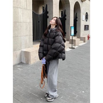 黑色泡芙羽絨服女冬季2026新款高級感加厚小個子90白鴨絨時尚高端