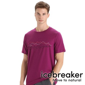 【icebreaker】Tech Lite II男羊毛圓領短袖上衣(山水相連)『桃紫』戶外 運動 柔軟 舒適 羊毛 吸濕 排汗 抑味 控溫 0A56N9