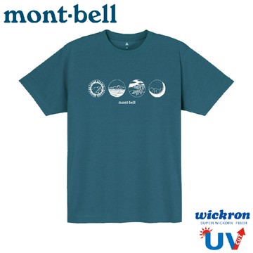【Mont-Bell 日本 WIC.T MOUNTAIN SCENES 山景短袖排T恤《藍綠》】1114732/排汗衫/運動衣