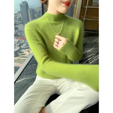 (免運)baby小山羊絨衫軟糯半高領女純色保暖毛衣秋冬打底針織衫內搭