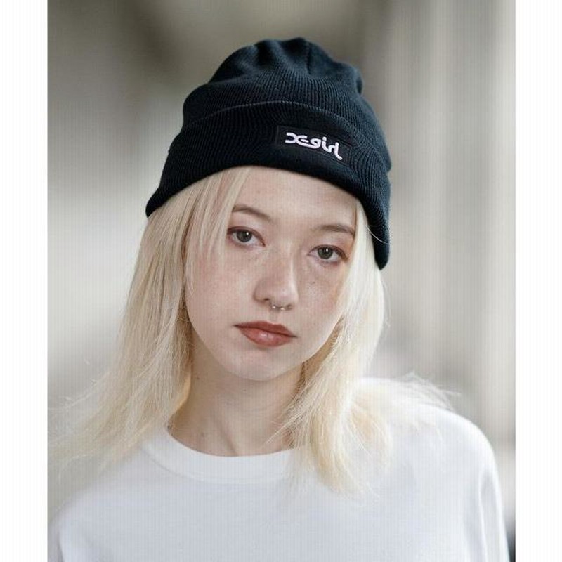 エックスガール X-GIRL BOX LOGO KNIT CAP ボックスロゴ バーロゴ