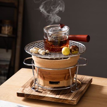 日式煮茶爐圍爐套裝家用玻璃燒水壺煮茶器復古碳爐炭火紅泥燒烤爐