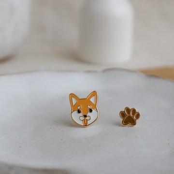 柴犬 Shiba  夾式 耳環 生日禮物 寵物飾品 狗狗 紙盒包裝