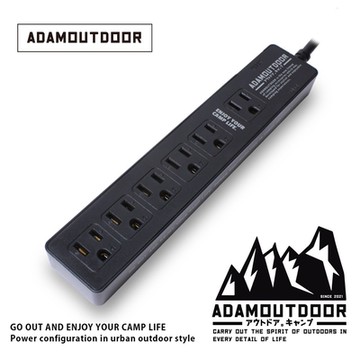 ADAMOUTDOOR┃家用款1切6 延長線1.8M ( 曜石黑 ) -  ADPW-W31618(BK)