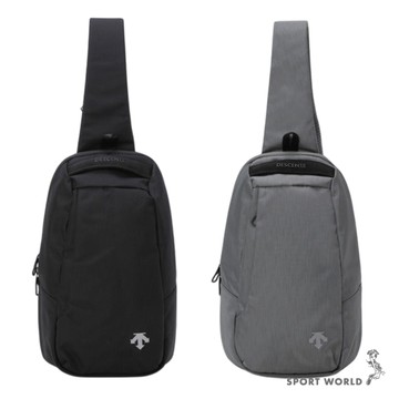 Descente 迪桑特 斜背包 單肩包 防潑水 黑/灰【運動世界】SQ323UBG75-BLK0/SQ323UBG75-GRY0