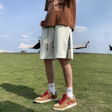 夏天短褲 五分短褲男 美式直筒短褲 五分中褲 夏季基礎款 休閑 簡約運動褲子 男女共用 嘻哈短褲男 小眾設計感
