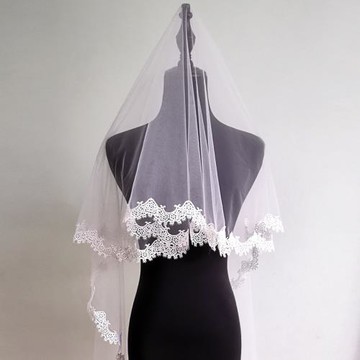新款蕾絲頭紗花邊甜美新娘結婚拍照道具韓式超仙復古婚紗頭紗頭飾