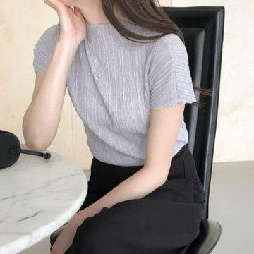 正韓女上衣 百褶短袖T恤ATM1204-創翊韓都