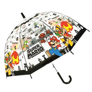 迪士尼 卡通圖案透明傘  74cm  馬力歐 透明色