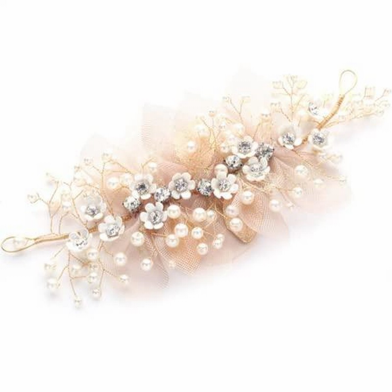 tiara Ruier-tong ウェディングヘッドドレス 花嫁 髪飾り カチューシャ パール 木の葉 ブライダルティアラ 髪留め 密着 ヘア 通販  LINEポイント最大GET LINEショッピング