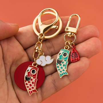 年年有余鑰匙扣掛件創意個性古風汽車鏈圈環男女網紅情侶書包掛飾