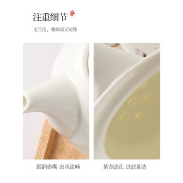 中式陶瓷茶具水杯家用套裝客廳杯子水具壺茶冷水套裝玉蘭花杯配盤