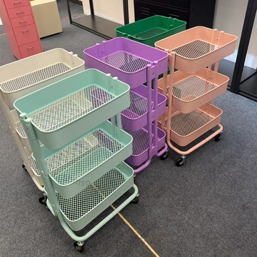 【臺灣爆款】小推車置物架用落地多層用品收納客廳廚房美容院移動收納架 特價