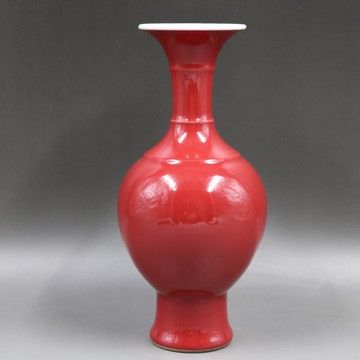 清乾隆胭脂紅釉大肚瓶手工仿古家居裝飾瓷器擺件古董古玩老貨收藏1入