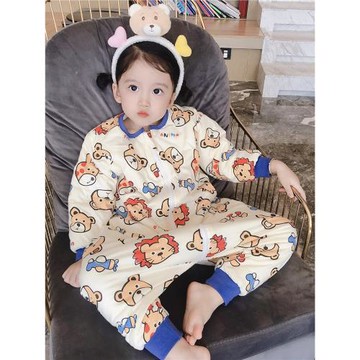 夾棉嬰兒睡袋秋冬季款兒童寶寶防踢被子神器分腿純棉連體睡衣恒溫