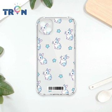 TRON IPhone 14 PLUS 手繪小兔子透明殼 四角防摔載具殼 軟殼 手機殼