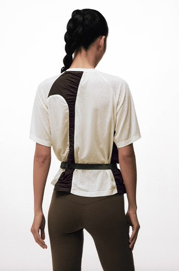 抽褶拼色垂感上衣 短袖T恤