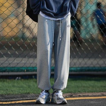 重磅衛褲男春秋新款潮牌簡約直筒束腳運動褲美式寬松闊腿休閑長褲