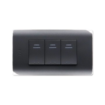 【朝日電工】 RCS-103H RICEME 灰色三開關組(銀邊)-110V