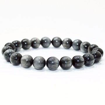 如鴻天然水晶手鏈黑白色貓眼效應石頭女士單圈手串