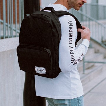 Herschel Pop Quiz 黑色 深藍 多夾層 帆布 皮革底 筆電夾層 男生 女包 後背包 書包 背包 現貨