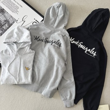 【FJstore】韓國 Mark Gonzales 小飛人 刺繡logo 後背字母款 無刷毛 帽T 帽踢 長袖上衣 情侶
