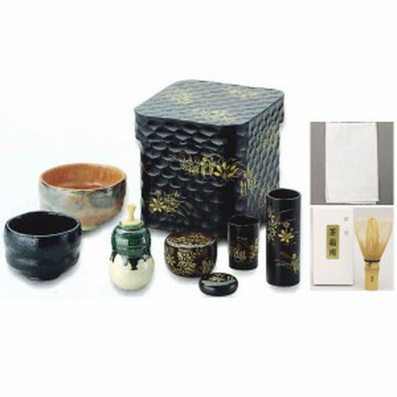 茶器/茶道具 茶箱道具】 春秋茶箱セット 一閑張り 玄々斎好写し 峰春作