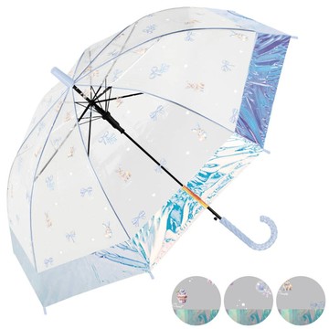 日本中谷 - 少女印花彩色滾邊親骨兒童直傘-兔子-水藍 (55cm)