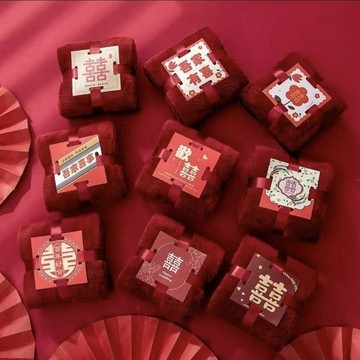 9425名老客回籠✨ 婚禮喜字毛巾 紅色伴手禮 柔軟吸水 結婚回禮 婚慶用品 禮盒 囍事