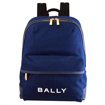 BALLY 6306640 TRECK 簡約燙印LOGO帆布商旅大後背包.牛仔藍