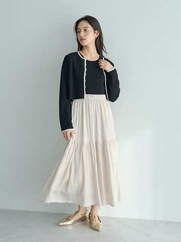 【SET ITEM】短版排釦罩衫+短袖分層感洋裝(07001357300) - YECCA VECCA