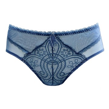 【思薇爾】香緹女伶系列M-3XL蕾絲中腰三角女內褲(皇室藍)