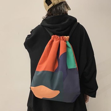 雙肩包男士潮牌ins運動健身小背包束口袋抽繩休閑訓練學生書包女