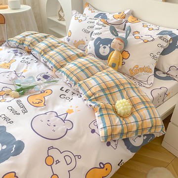 卡通ins兒童床上四件套純棉夏季床單被套床品100全棉三件套床笠款