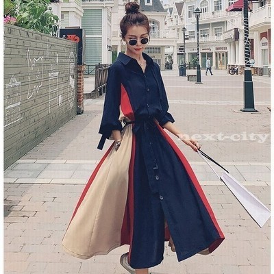 ワンピース レディース 秋 長袖 シャツワンピース マキシワンピース ロング 大きいサイズ 着痩せ Ol 通販 Lineポイント最大get Lineショッピング