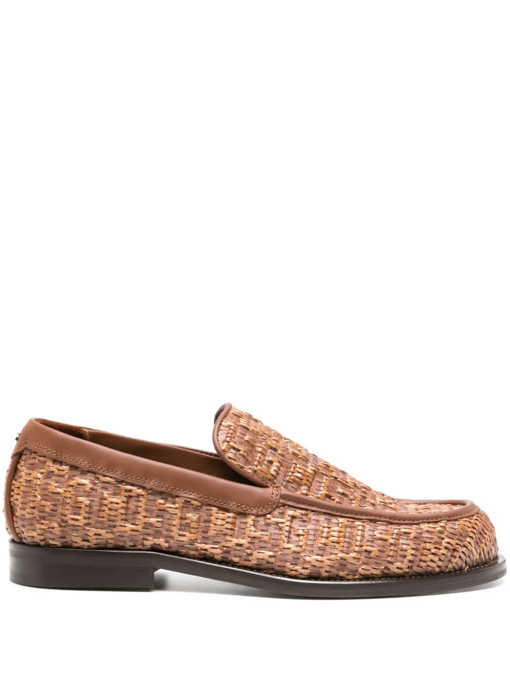 Gcds - monogram-embossed raffia loafers - unisex - Raffia/Calf Leather/Rubber/Calf Leather - 42 - Brown