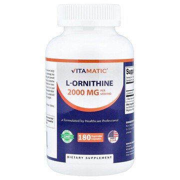 Vitamatic, L-Ornithine, 180 Vegetable Capsules (666 mg per Capsule)