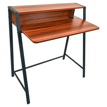 AOTTO 創意傢俱 簡約雙層木紋書桌  85 x 44.5 x 84.5cm  胡桃木色