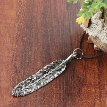 羽毛鷹爪別針花環十字架五角星復古長毛衣項鏈吊墜文藝森系女木質