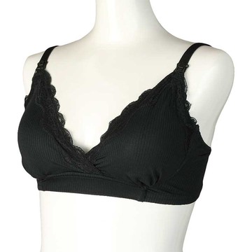 akachan honpo - 自然服貼胸罩-羅紋-黑色