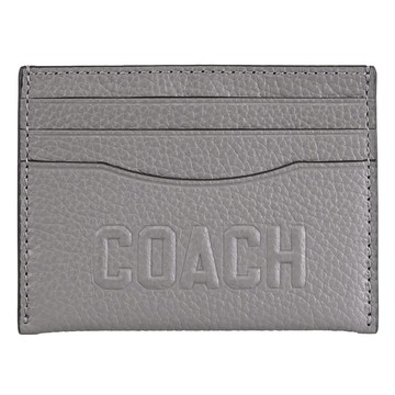 COACH CZ001 立體LOGO荔枝紋皮革隨身名片卡夾.炭灰