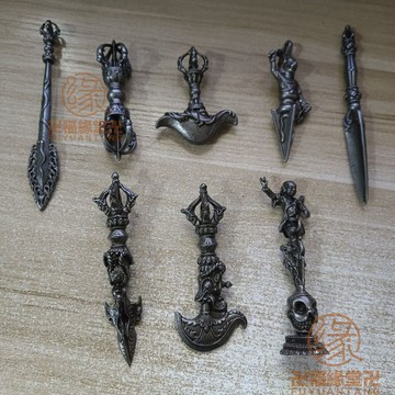 天鐵 尼泊爾藏傳 手工實心天鐵打造 龍頭金剛杵 鉞刀天鐵印 西藏密宗法器