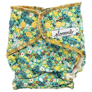 Sloomb 有機竹麻夜用布尿布 外層100%棉 內層70%竹纖維/30%麻  Wildflowers 綠色  1件