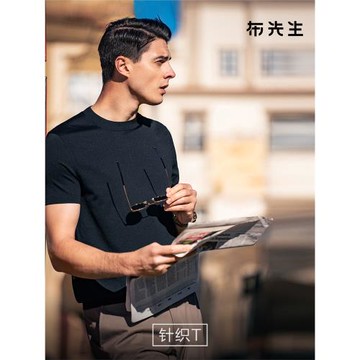MrBu布先生春夏親膚圓領針織t恤夏季涼感透氣速干短袖男